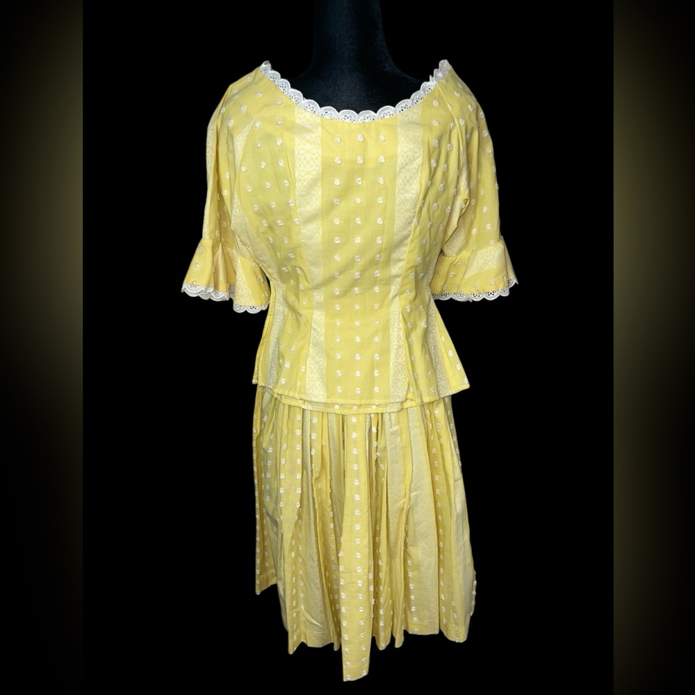Vintage Gale & Gale Modern Jr. Swiss Dot w/ Embroidered Skirt and Top Se…